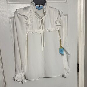 CeCe White Ruffled Blouse